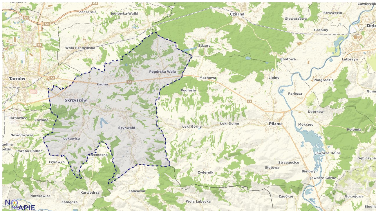 Mapa obszarów ochrony przyrody Skrzyszowa